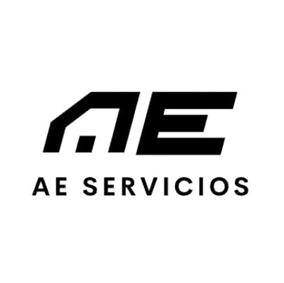 Logotipo corporativo de AE Servicios sobre fondo blanco en Barcelona